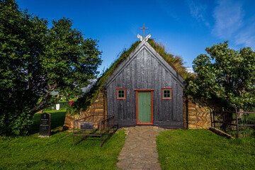 Obraz premium Víðimýrarkirkja turf church in North Iceland
