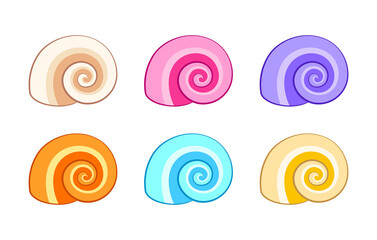 Spiral Sea Shell set vector illustration isolated