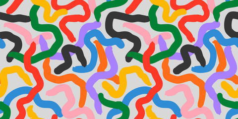 Colorful brush stroke seamless pattern. Creative minimalist style art background for trendy design with paintbrush shapes. Simple artistic painting backdrop.