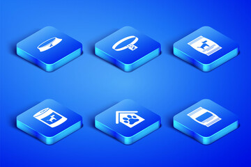 Set Bag of food, Pet bowl, Dog house and paw print pet, Canned for dog, collar and icon. Vector