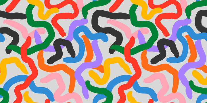 Colorful brush stroke seamless pattern. Creative minimalist style art background for trendy design with paintbrush shapes. Simple artistic painting backdrop.