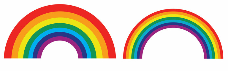 Colorful rainbows icons set. Collection classic rainbow. Red, orange, yellow, green, blue and purple colour