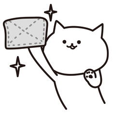 加工ok　ねこ素材No.73 そうじ_ぞうきん 