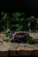 green peas on wooden