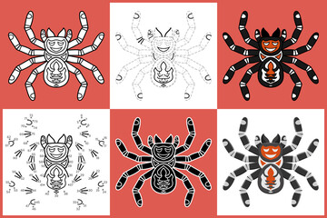 Set of cartoon JOKER SPIDER in 6 styles