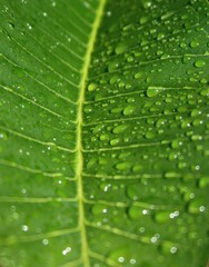 green leaf with water drops