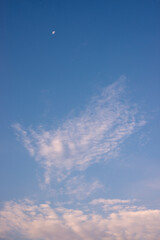 Blue sky  with tiny clouds. Beautiful photo background. wonderful texture.
