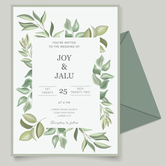 beautiful wedding invitation with floral template