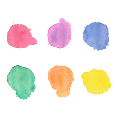 Set of colorful watercolor stains