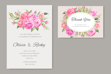 Fototapeta na wymiar beautiful wedding invitation with floral template