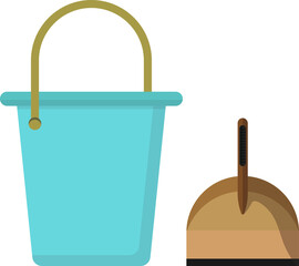 Mop. Scoop. Bucket. Cleaning. Cleaning and cleanliness symbol. Flat design.