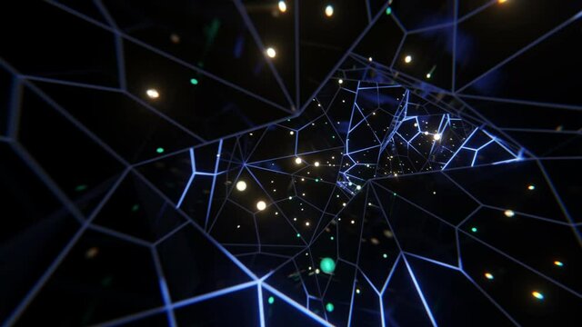 Abstract looping background animation for tech, crypto and music. Futuristic Space scene black hole with stars and particles.