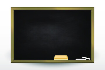 Blackboard with wooden frame, dirty chalkboard. Background for school or restaurant design, menu