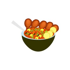 Illustration design moo ping Thai food element free vector