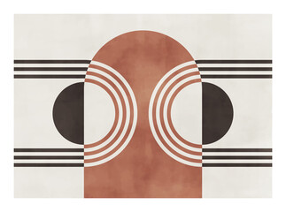   Abstract  geometric watercolor  background. Modern  art horizontal composition, design for cover, wallpaper,  home decoration, wall art.