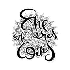 Hand lettering grunge card with flower background. Handcrafted doodle letters in retro style. Hand-drawn vintage typography