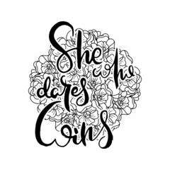 Hand lettering grunge card with flower background. Handcrafted doodle letters in retro style. Hand-drawn vintage typography