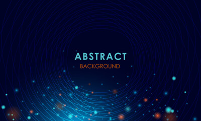 Abstarct circle shape digital participle concept.Orange and blue design Technology background.circular geometric.