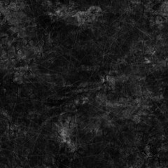 Seamless dark gray or black grungy dirty distressed background. High quality illustration. Messy scratched worn moody chalkboard or concrete wall texture. Ragged downtown tattered urban design.