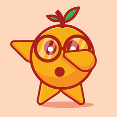cute orange mascot  do dubbing pose isolated vector illustration in flat style