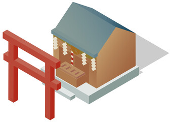 アイソメトリックな神社の境内