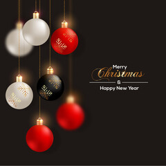 Christmas Ball Realistic Red Black And Golden Color