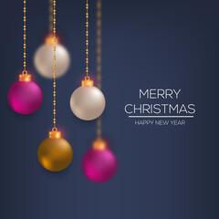 Christmas Ball Realistic  Silver Red  And Golden  Color