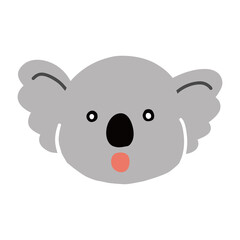 びっくりしてキョトンとした表情のコアラの顔だけのイラスト
