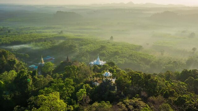 Time lapse of Khao Na Nai Luang Dharma Park at sunrise in Surat Thani, Thailand.