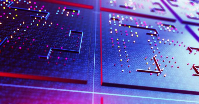 High Tech Electronic Circuit Board. Electrical Signals Flowing. Artificial Intelligence. Computer And Technology Related 4K 3D CG Animation.