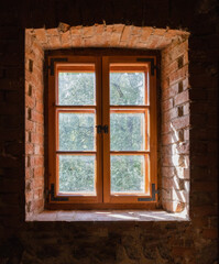 Window in a red brick wall