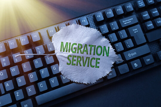 Inspiration Showing Sign Migration Service. Concept Meaning Moving Of Company Data To A Cloud Service Providers Composing New Email Message, Researching Internet For Informations