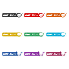 Shopping cart buy now color icon set isolated on white background