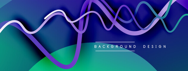 Abstract gradient background with wave line with shadow effect. Geometric composition. 3D shadow effects and fluid gradients