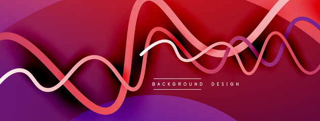 Abstract gradient background with wave line with shadow effect. Geometric composition. 3D shadow effects and fluid gradients