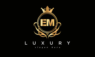 Fototapeta na wymiar EM royal premium luxury logo with crown 