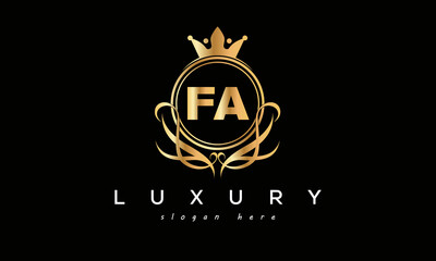 FA royal premium luxury logo with crown	