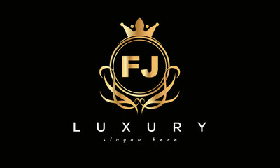 FJ royal premium luxury logo with crown	