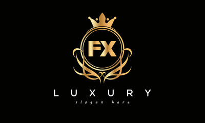 FX royal premium luxury logo with crown	