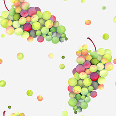 Bunches of grapes on a light background. Seamless pattern.