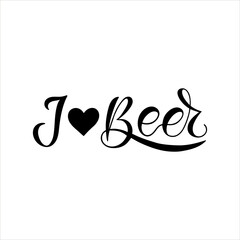 I love beer hand written vector lettering for beer festival, for greeting card, invitation, banner, poster, pack, sticker, t-shirt print. Oktoberfest design element, hand drawn illustration. EPS 10.
