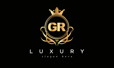 GR royal premium luxury logo with crown	