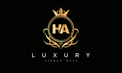 HA royal premium luxury logo with crown	