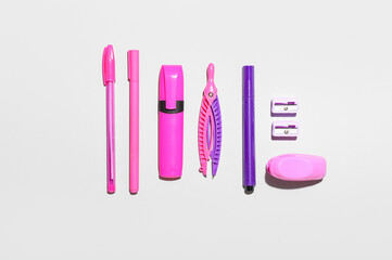 Naklejka premium School supplies on light background