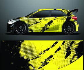 Fototapeta premium Rally car decal graphic wrap vector, abstract background