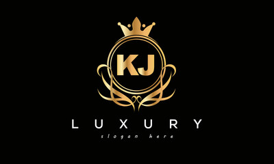 KJ royal premium luxury logo with crown	