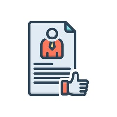 Color illustration icon for hired