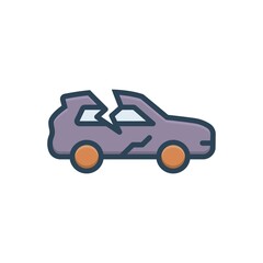 Color illustration icon for crack car