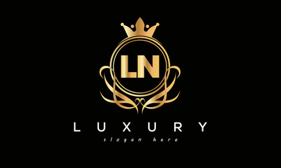 LN royal premium luxury logo with crown	