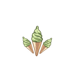green three ice cream logo illustration vector
